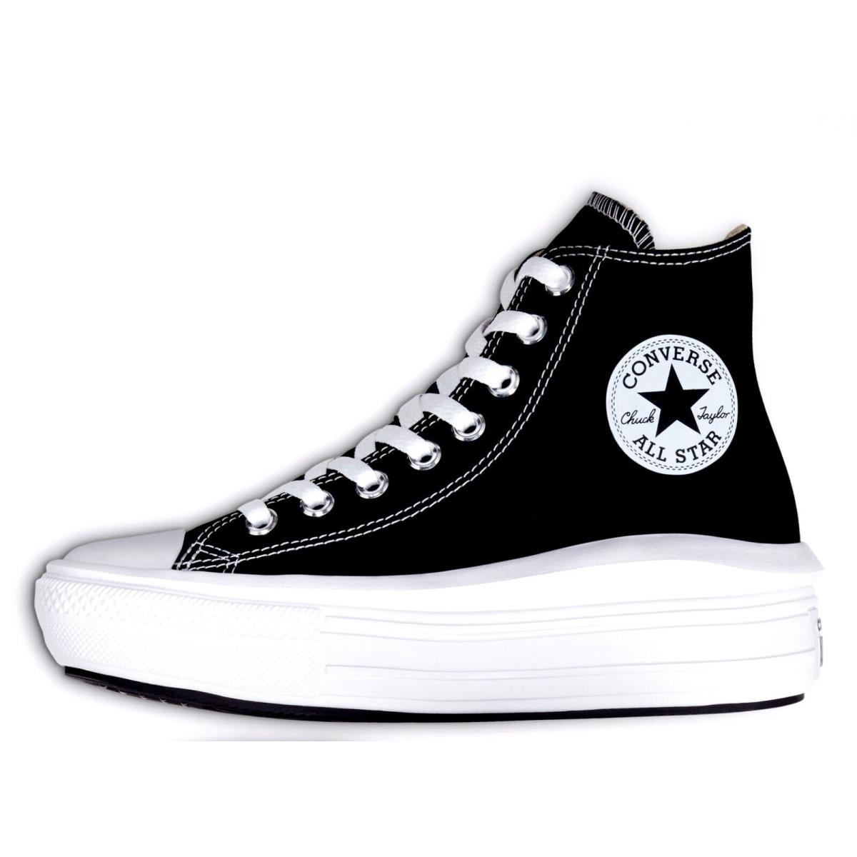 Converse Women`s Chuck Taylor All Star Move Platform Sneaker Canvas Upper Shoes Black/Natural Ivory/White