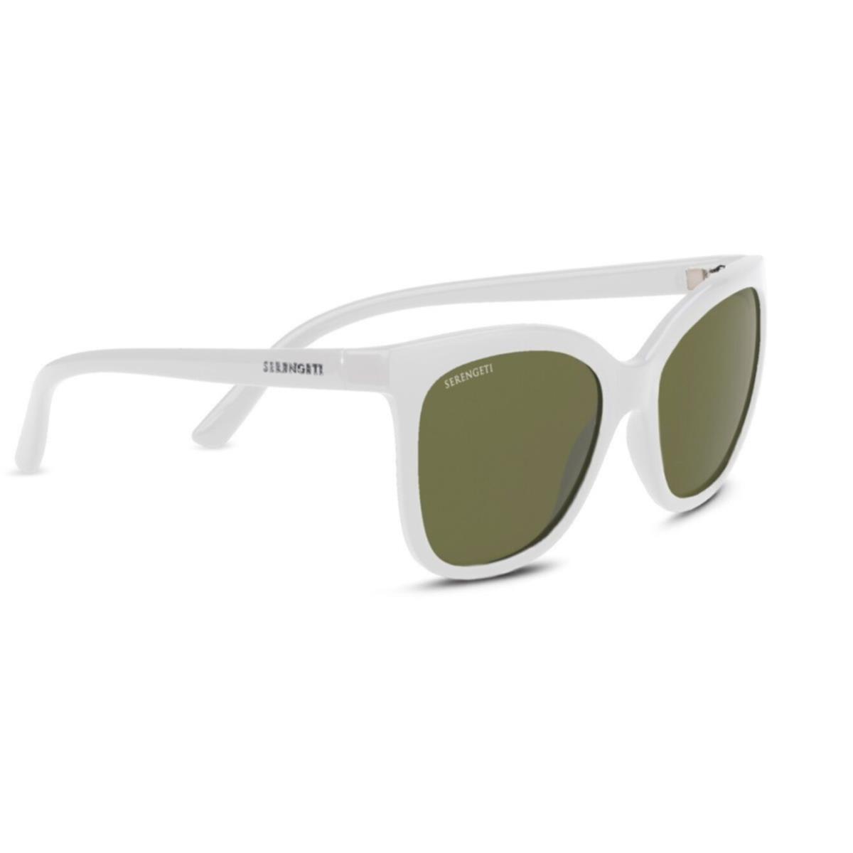 Serengeti Agata Women`s Cat Eye Sunglasses - Mineral Glass Polarized Lens SS001001MtWhite/555NM