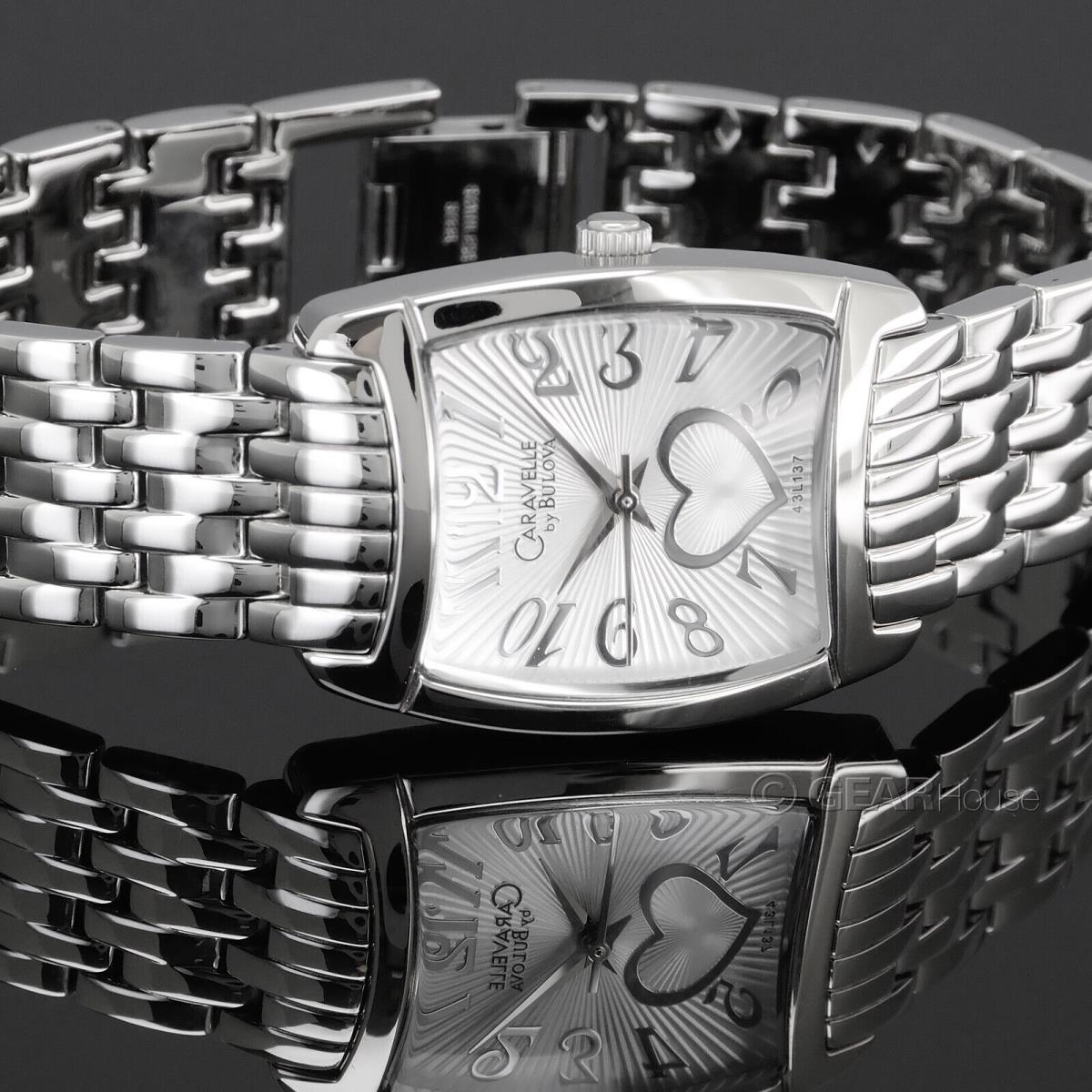 Caravelle by Bulova Womens Heart Watch Silver Dial Stainless Steel Band - Dial: Silver, Band: Silver, Bezel: Silver