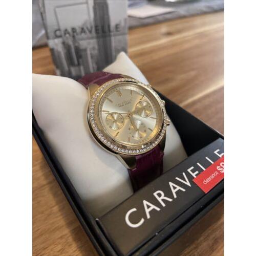 Caravelle watch York - Gold Dial, Purple Band