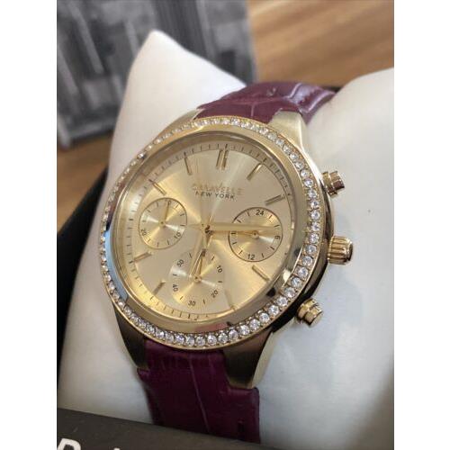 Caravelle watch York - Gold Dial, Purple Band