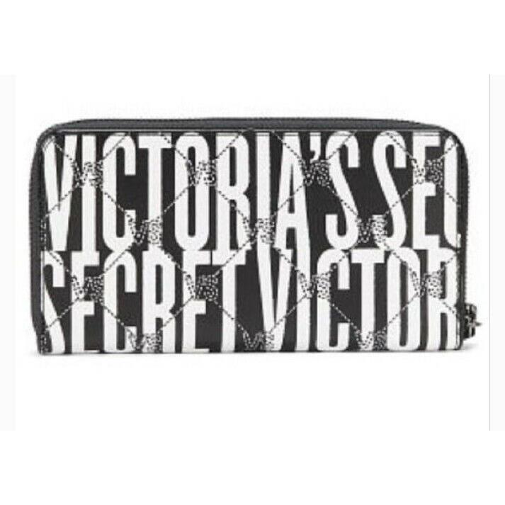 Victoria Secret Zip Around Wallet Black/white Colorblock Monogram Logo