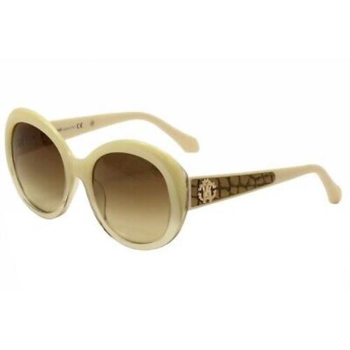 Roberto Cavalli Women`s Tejat RC 983S 983/S 25G Ivory/clear/gold Sunglasses 56mm