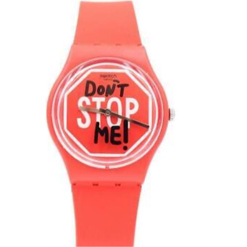 Swiss Swatch Essentials Don`t Stop ME Red Silicone Watch 34mm GR183