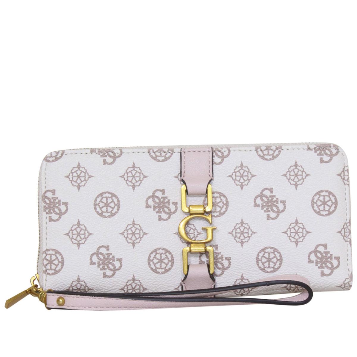 Guess Women`s Briana-slg Wallet Clutch Large Zip-around Wristlet Ivory