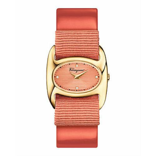 Salvatore Ferragamo Womens Varina Gold 27 mm Strap Watch FIE020015 - Pink Dial, Pink Band, Pink Bezel