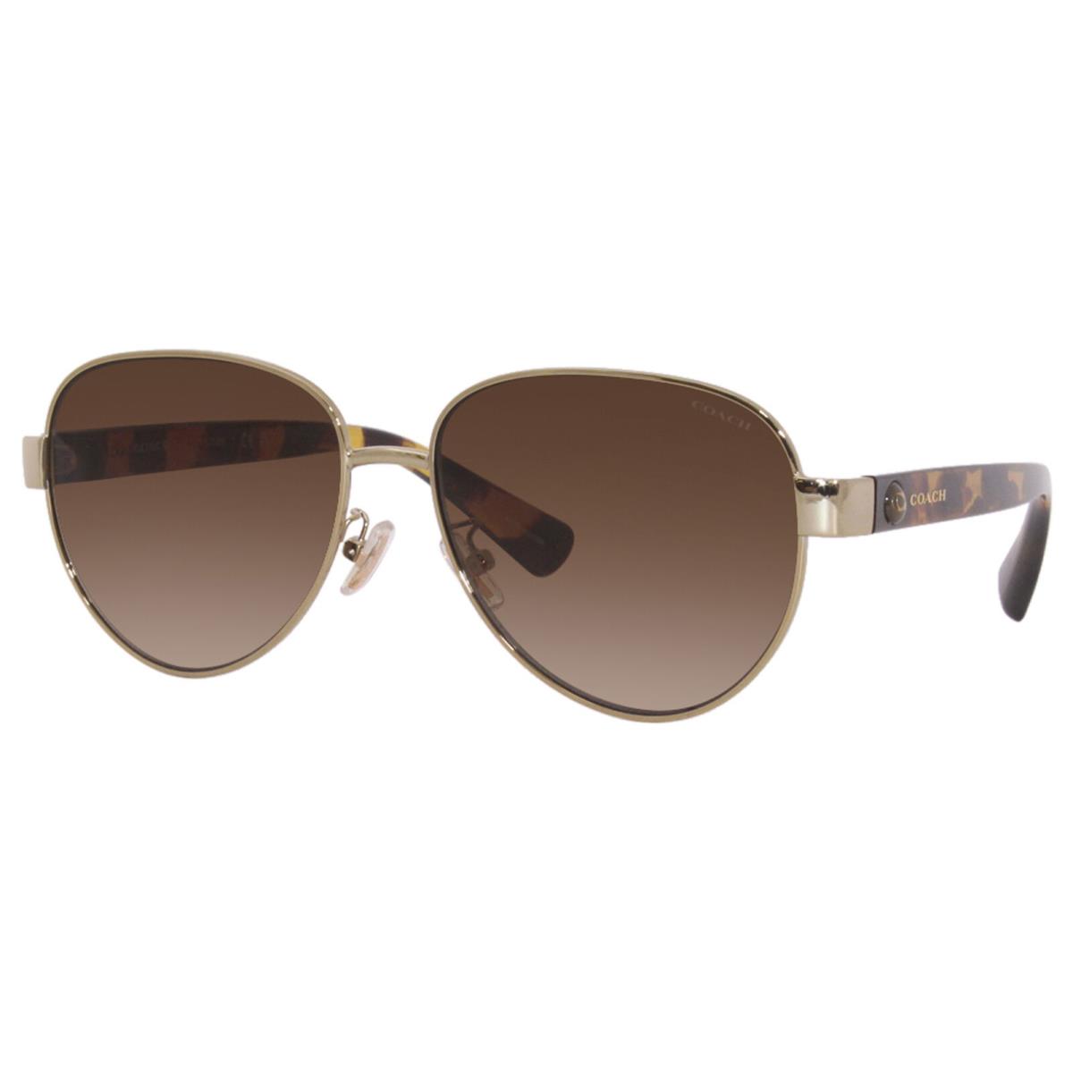 Coach Sunglasses Women`s HC7111 900513 Light Gold/brown Gradient Pilot 57mm