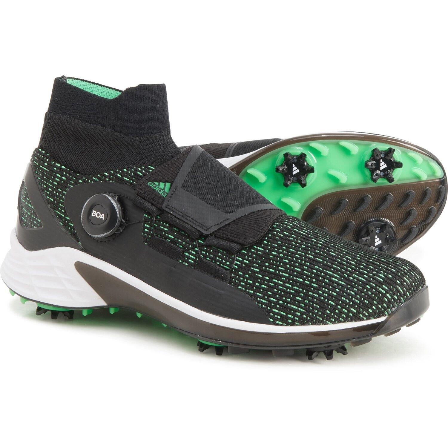 Adidas ZG21 Motion Boa Waterproof Golf Shoe Black Green Wht Boost 12 H68592