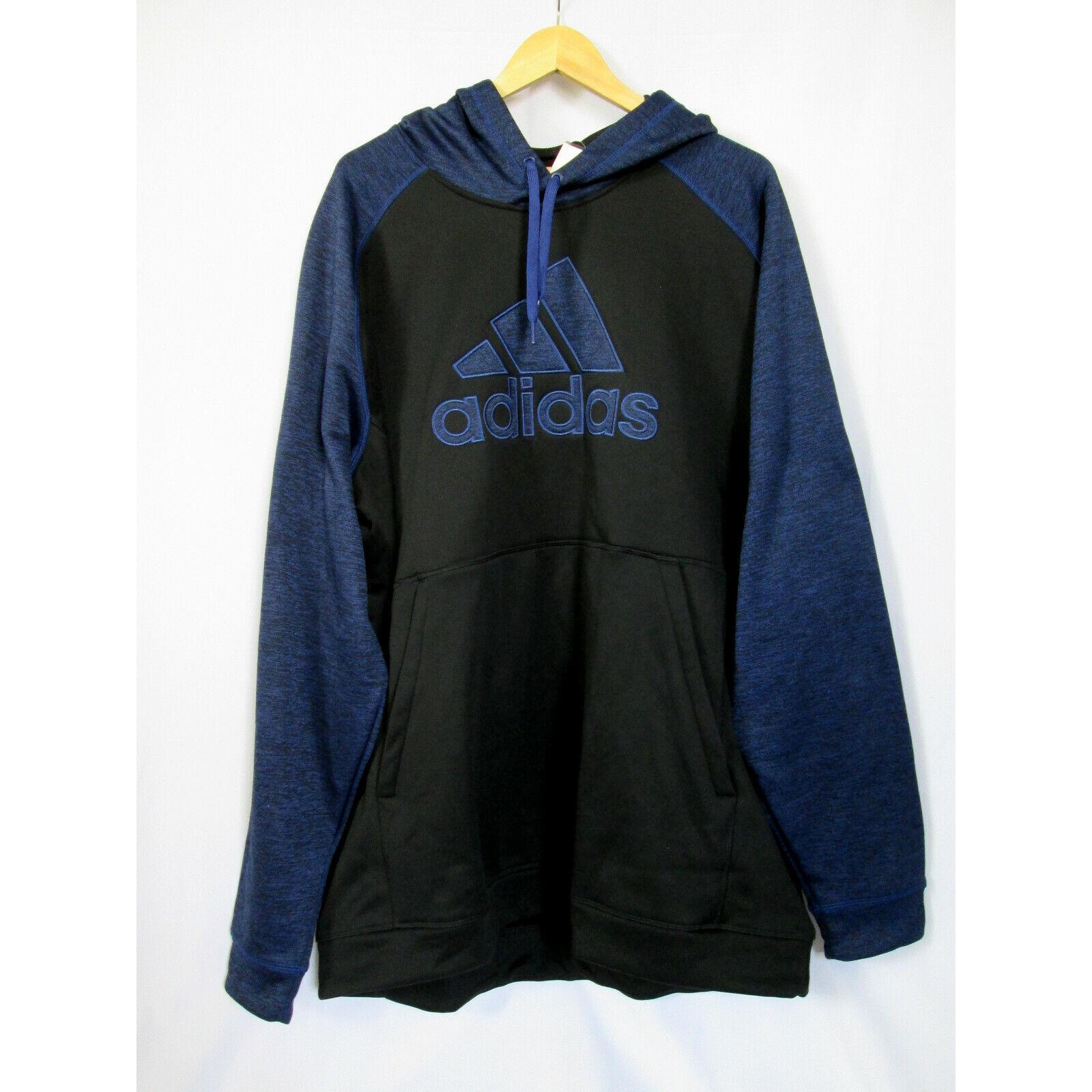 Adidas 3XLT Blue/black TI Climawarm Fleece Lined Pullover Hoodie Sweatshirt