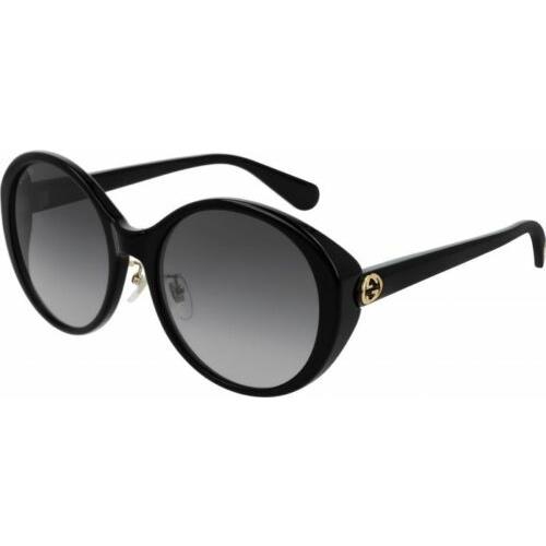 Gucci Black Oval 56 mm Women`s Sunglasses GG0370SK 001 56 - Frame: Black, Lens: Grey