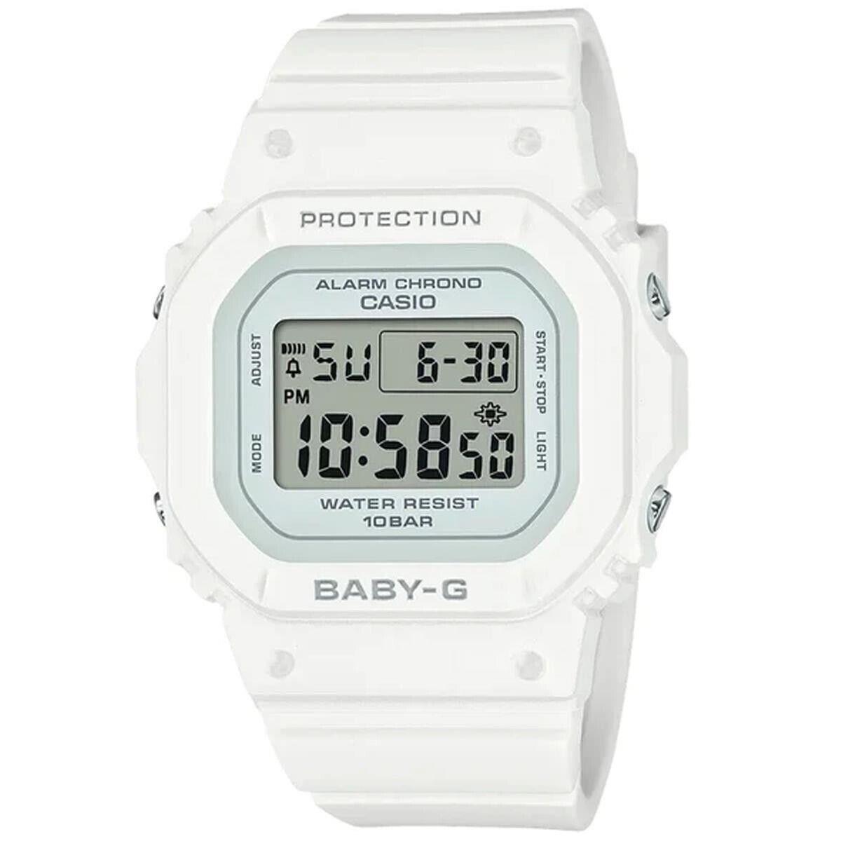 Casio Baby-g Shock BGD565-7 White Slim Square Standard Digital Ladies Watch - Dial: White, Band: White, Bezel: White