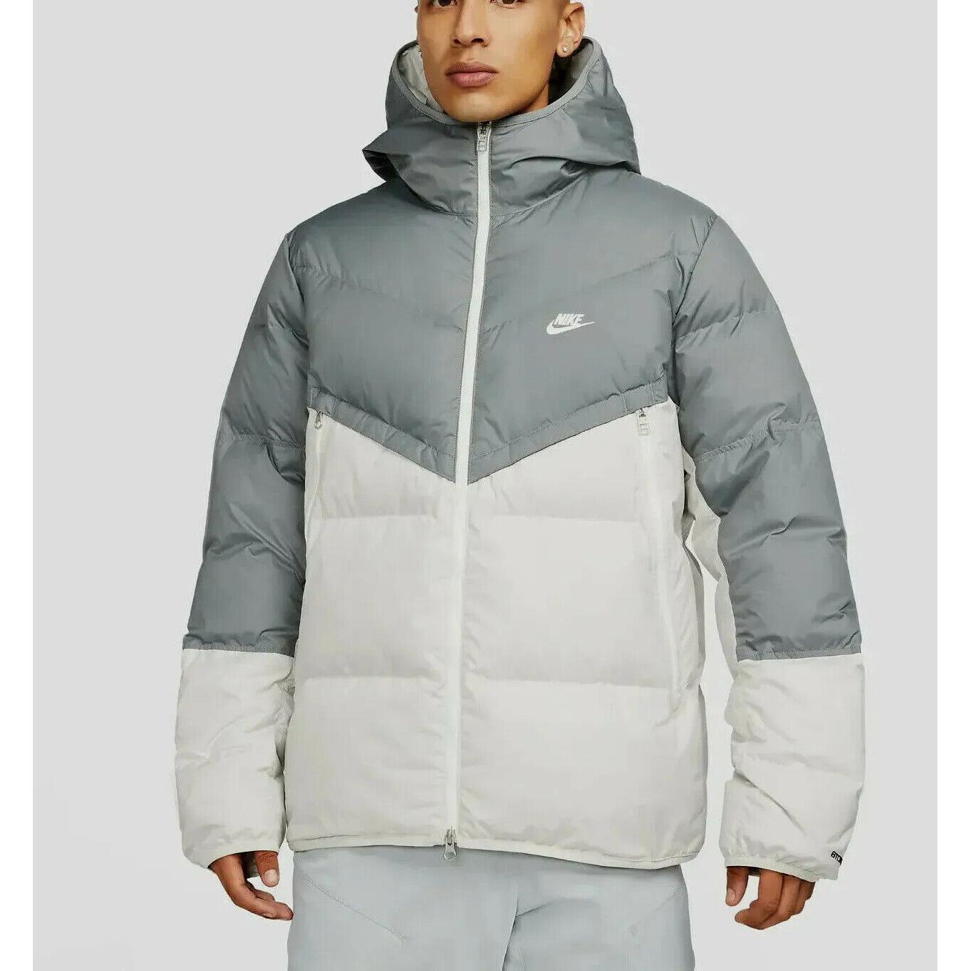 Nike Men`s Storm Fit Full-zip Hooded Down Filled Jacket Gray 4XLT