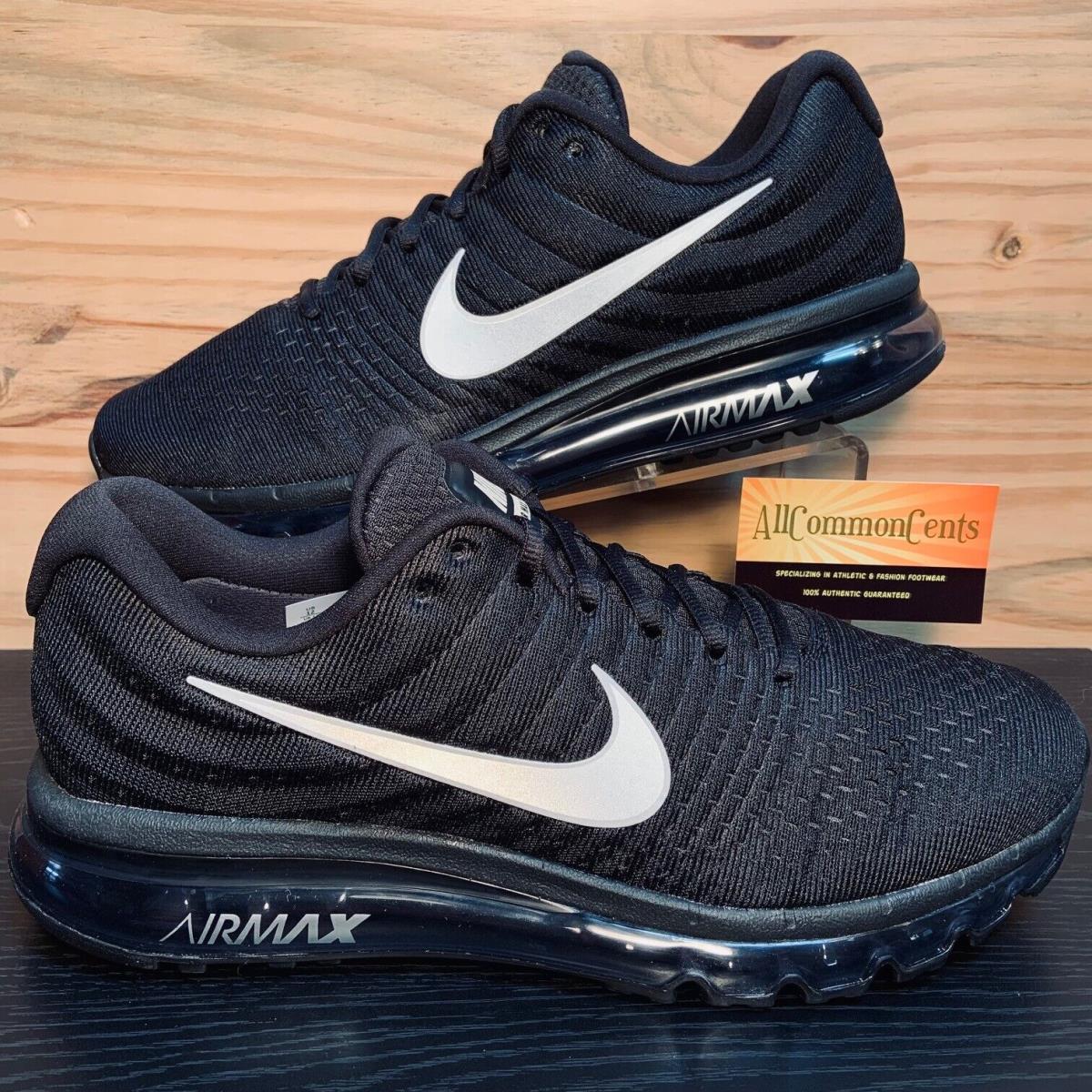 Nike Air Max 2017 Men`s Running Shoes Size 13 Black Silver 849559-001