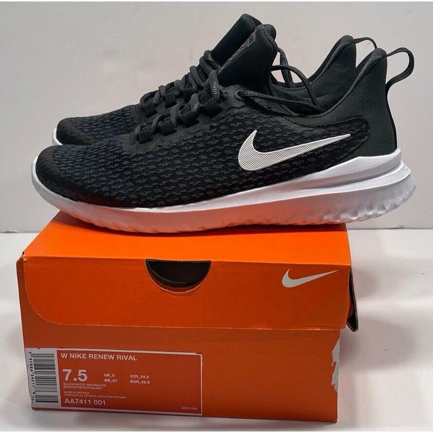 Nike Renew Rival AA7411 001 Black White Womens Size 7.5 - Black