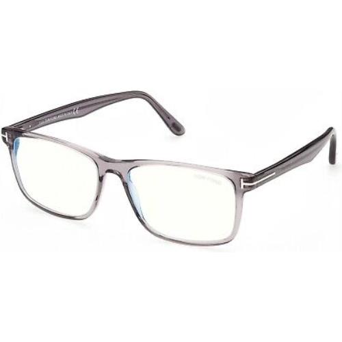 Tom Ford TF 5752 FT5752 -B Shiny Transparent Grey t Logo Blue 020 Eyeglasses