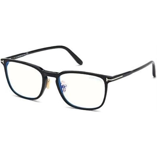 Tom Ford TF 5699 FT5699 -B Shiny Blk Blue Block Lenses 001 Eyeglasses