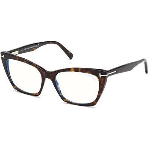 Tom Ford TF 5709 FT5709 -B Shiny Classic Dark Havana Blue Block 052 Eyeglasses