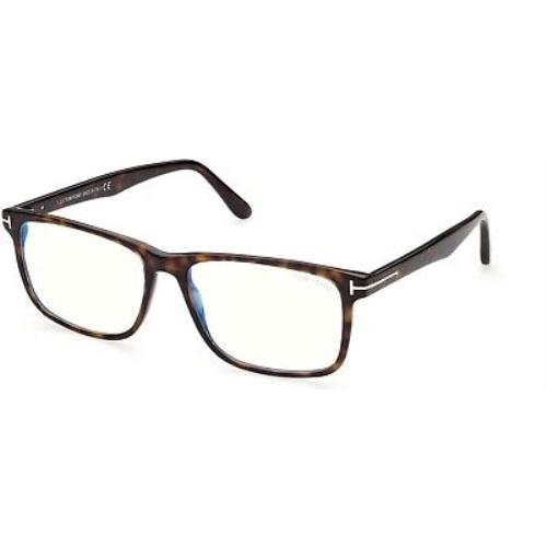 Tom Ford TF 5752 FT5752 -B Shiny Classic Dark Havana t Logo Blue 052 Eyeglasses
