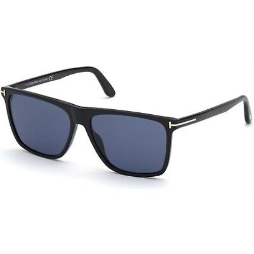 Tom Ford TF 832 FT0832 Fletcher Shiny Blk Blue Lenses 01V Sunglasses