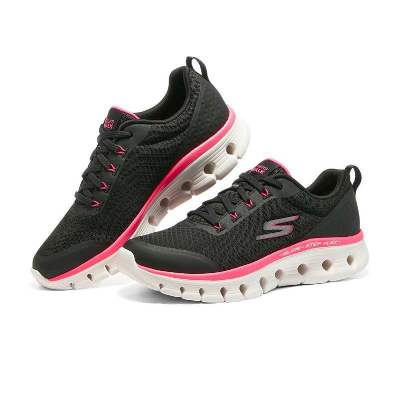 Hot Pink Black Skechers Gowalk Glide Step Women Shoe Memory Foam 124811