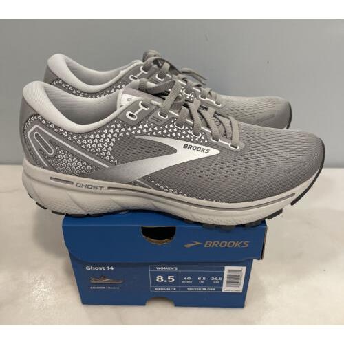 Brooks Ghost 14 Womens Gray Running Shoes Size 8.5 Medium - 1203561B089