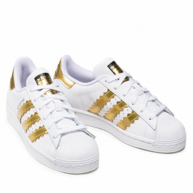 Adidas Originals Superstar H03915 Women`s Gold/white Leather Sneaker Shoes GA28 - White/Gold