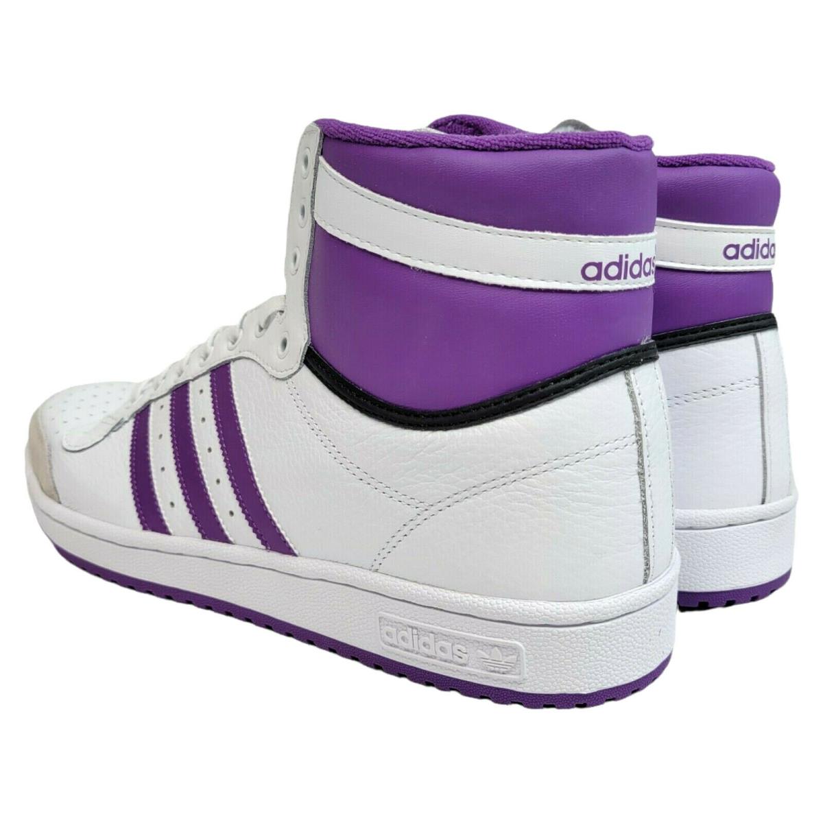 purple and white adidas high tops