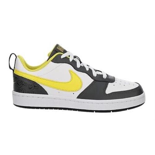 Big Kid`s Nike Court Borough Low 2 SE White/yellow Strike-iron Grey DO6688 100 - White/Yellow Strike-Iron Grey
