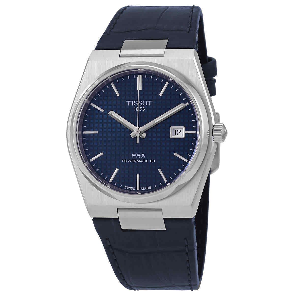 Tissot Prx Powermatic 80 Automatic Blue Dial Men`s Watch T1374071604100 - Dial: Blue, Band: Blue, Bezel: Silver