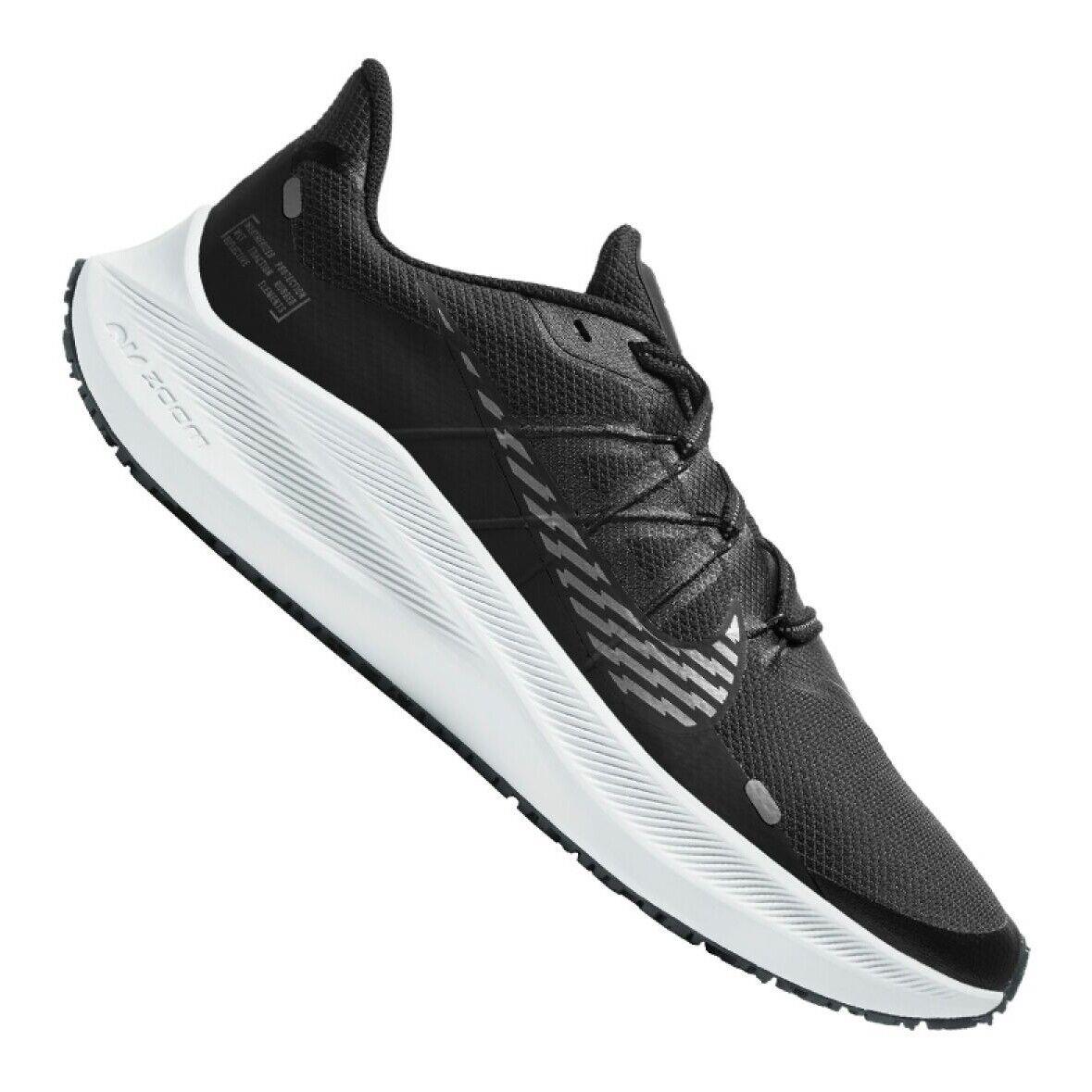Nike Winflo 7 Shield Men Size 8.5 Black Metallic Cool Grey Running Comfort