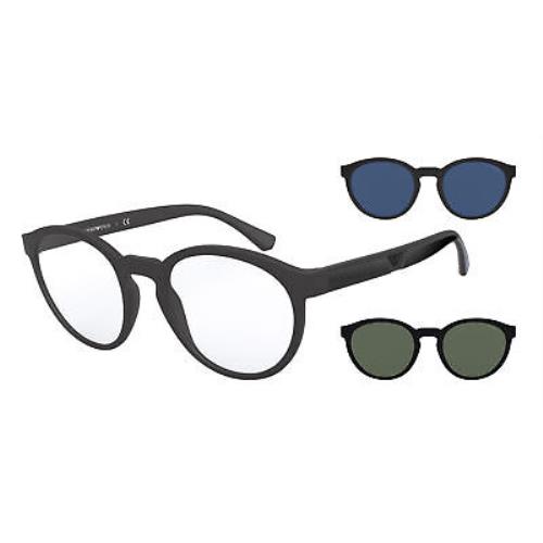 Emporio Armani EA4152 58011W Phantos Matte Black Clear 52 mm Men`s Sunglasses