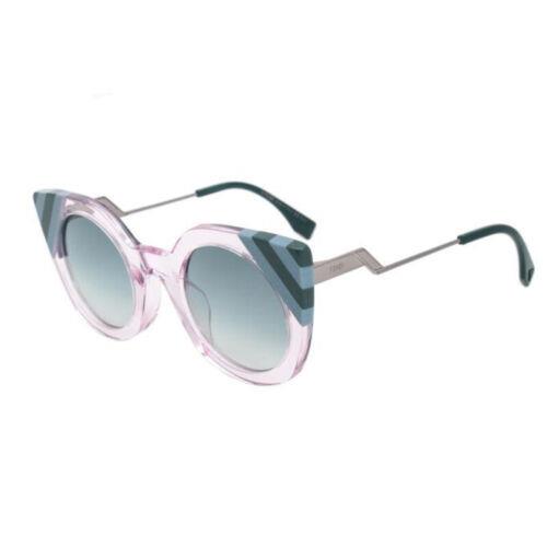 Fendi Waves FF0240/S 35J Pink Women`s Cat-eye Sunglasses W/light Green Lens