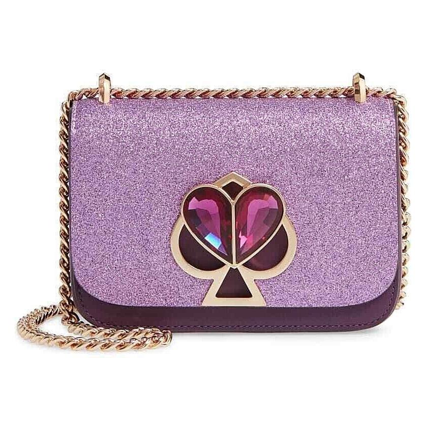 Kate Spade Small Nicola Glitter Leather Candied Lilac Shoulder Bag Org Pkg