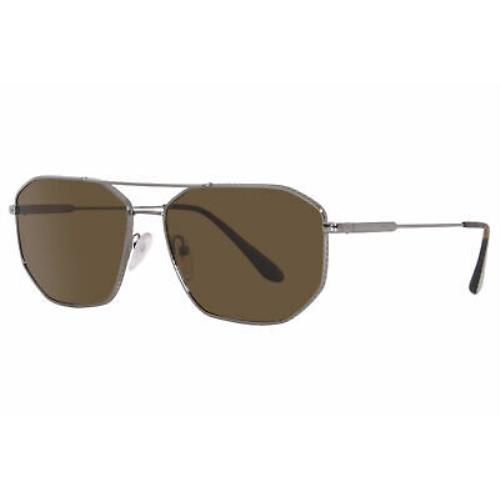 Prada SPR64S 5AV-01D Sunglasses Men`s Gunmetal/polarized Brown Lenses Pilot 60mm - Gunmetal Frame, Brown Lens