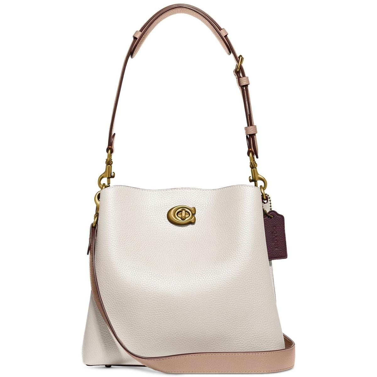 Coach Willow C3766 Small Chalk/brass Bucket Bag In Colorblock Leather