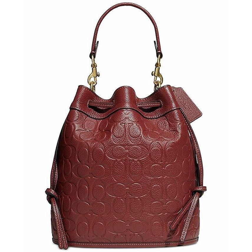 Coach Field Bucket Bag In Signature Leather Wine Packaging