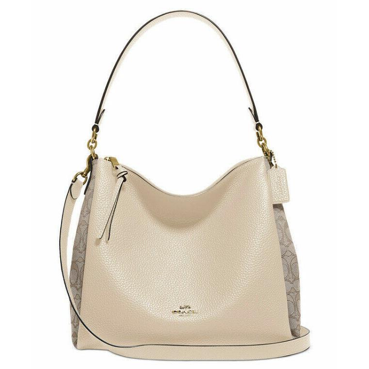Coach Shay Stone/gold Shoulder Bag In Signature Jacquard Packaging - Stone/Gold Exterior