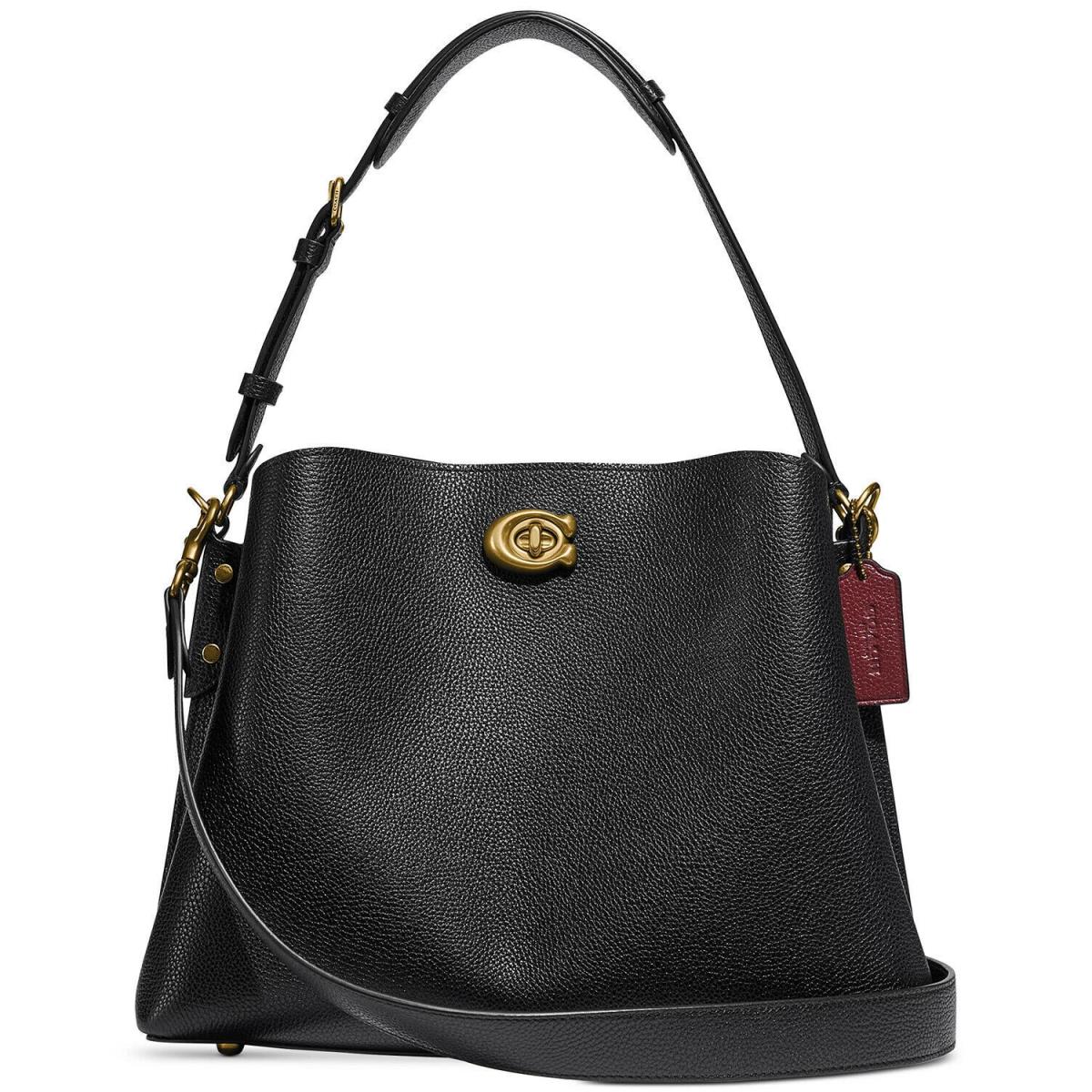 Coach Willow C2621 Brass/black Multi Leather Shoulder Bag In Colorblock