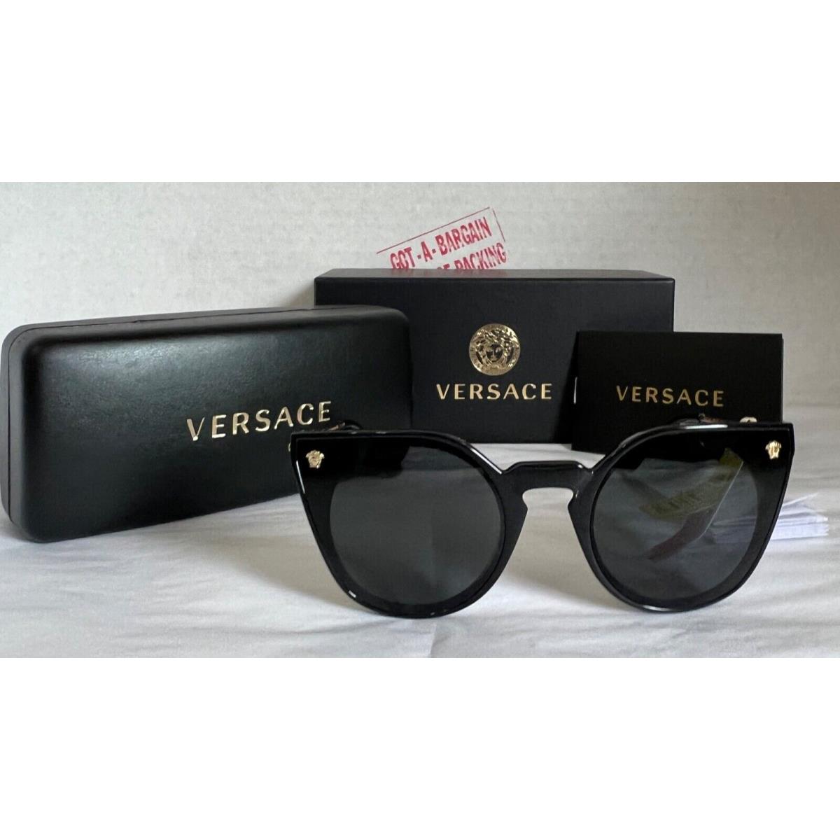 Versace Dark Grey Cat Eye Ladies Sunglasses 0VE4410 GB1/8760 Made IN ...