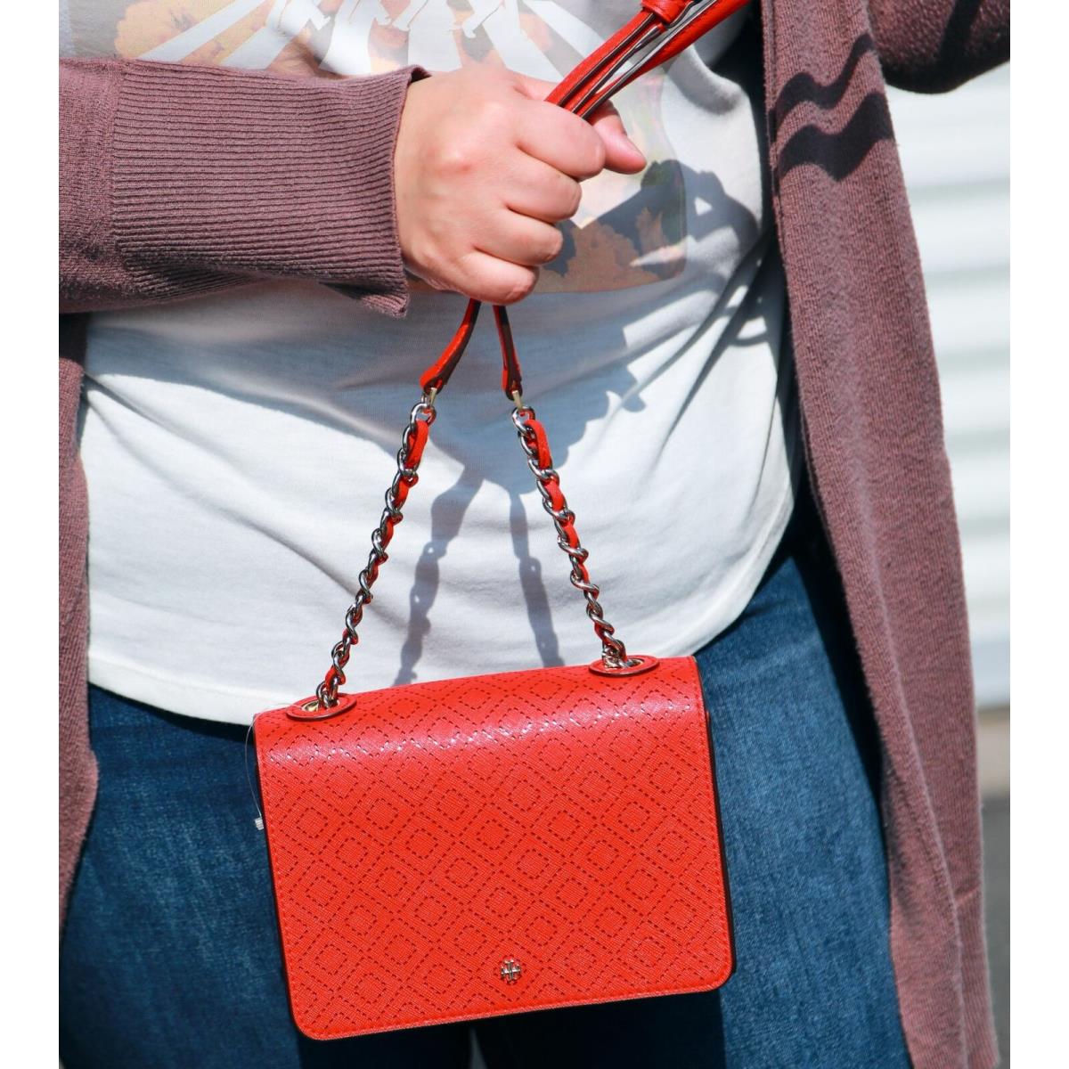 Tory Burch Perforated Mini Chain Flap Shoulder Bag in Vermillon - Tory Burch  bag - 888736865731 | Fash Brands