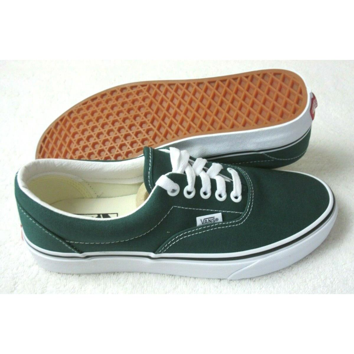 Vans Mens Era Classic Bistro Dark Green True White Canvas Skate Shoes Size 8