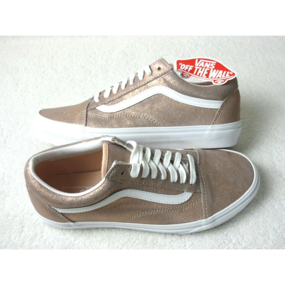 khaki and rose gold vans