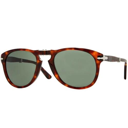 Persol 0PO0714 Folding 24/31 Havana/ Silver Men`s Sunglasses - Frame: Havana, Lens: Green
