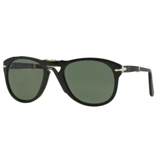 Persol 0PO0714 Folding 95/58 Black/ Silver Green Polarized Men`s Sunglasses