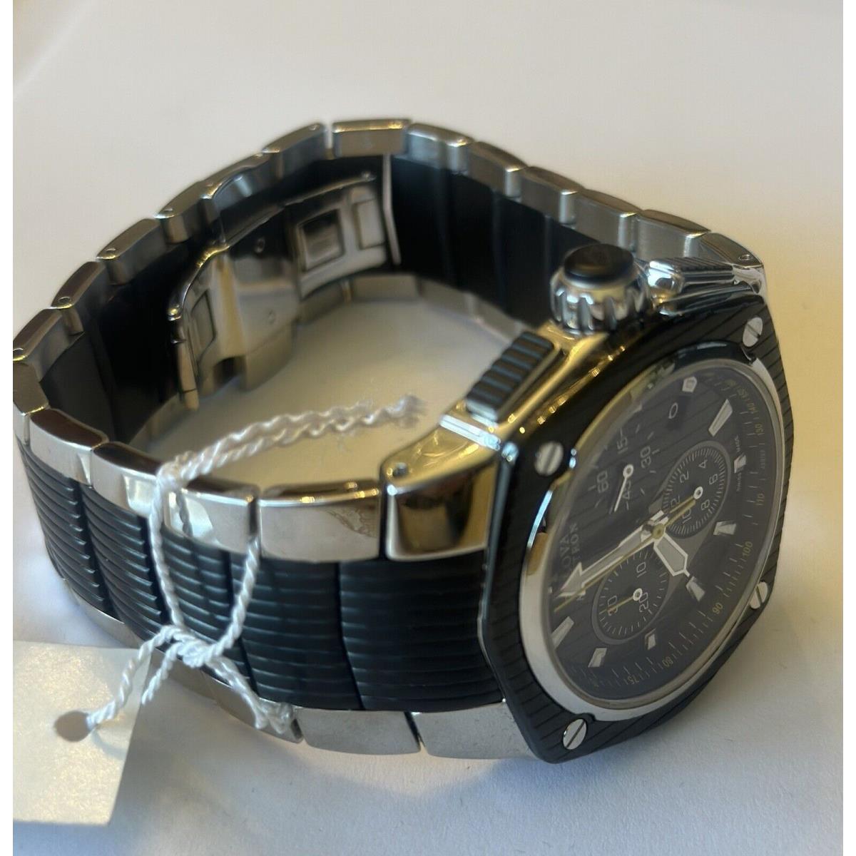 Bulova- Accutron Pinstripe Black Dial Two-tone Stainless-steel Chronograph Watch - Dial: Black