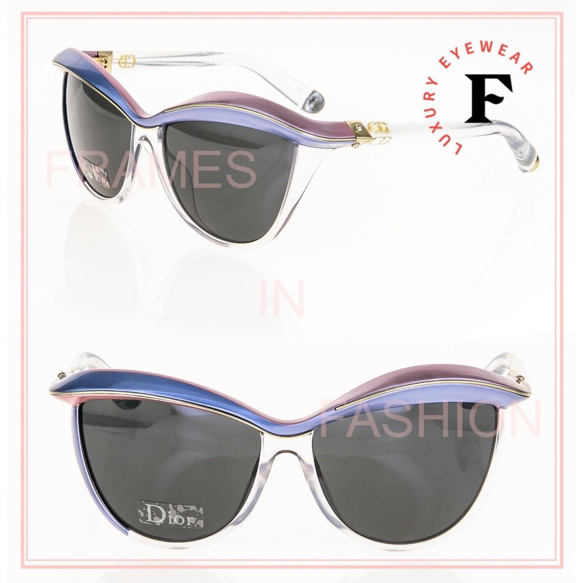 Christian Dior Demoiselle 1 Crystal Blue Pink Asymmetrical Brown Sunglasses