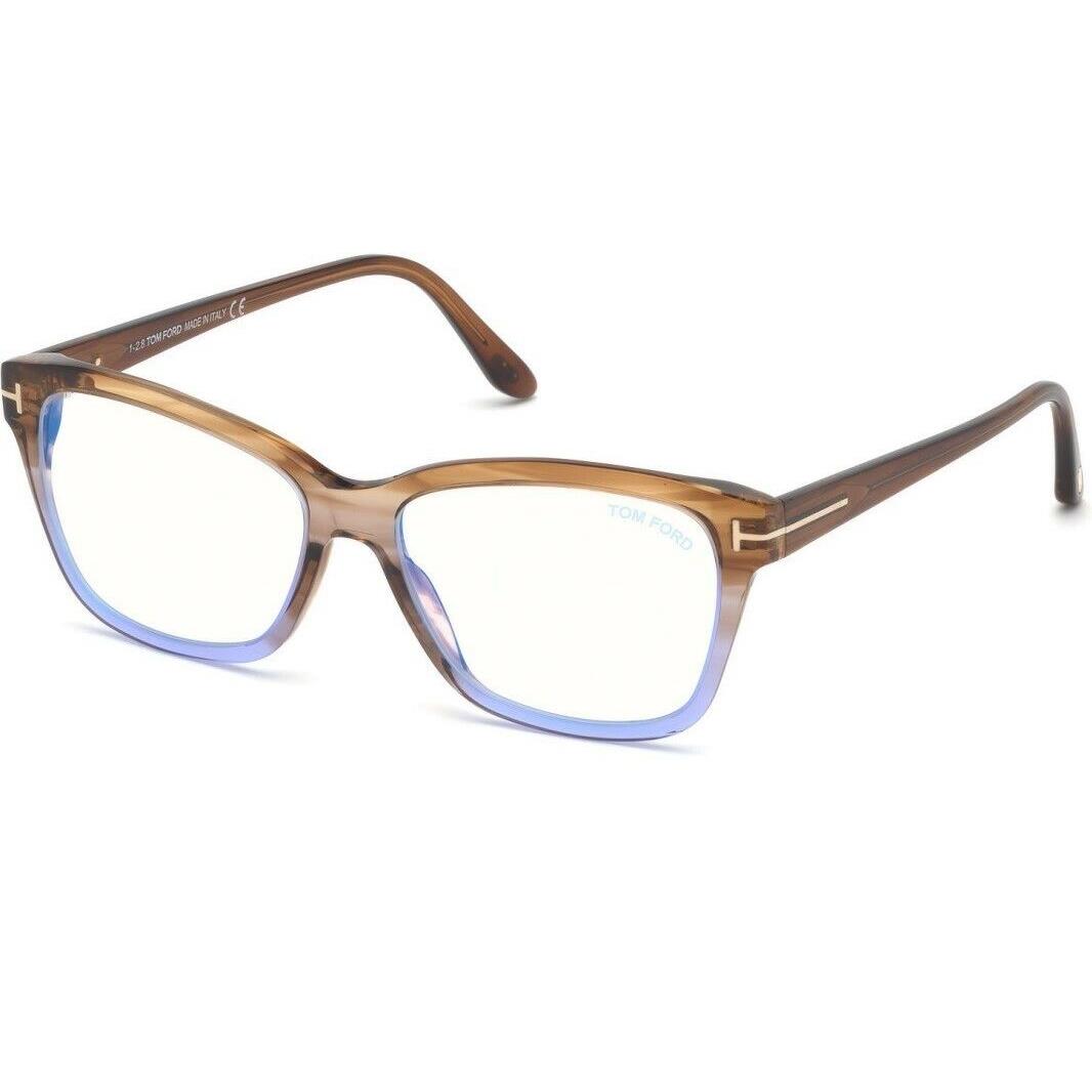 Tom Ford FT5597FB 047 Striped Brown Gradient Lilac Blue Block Eyeglasses