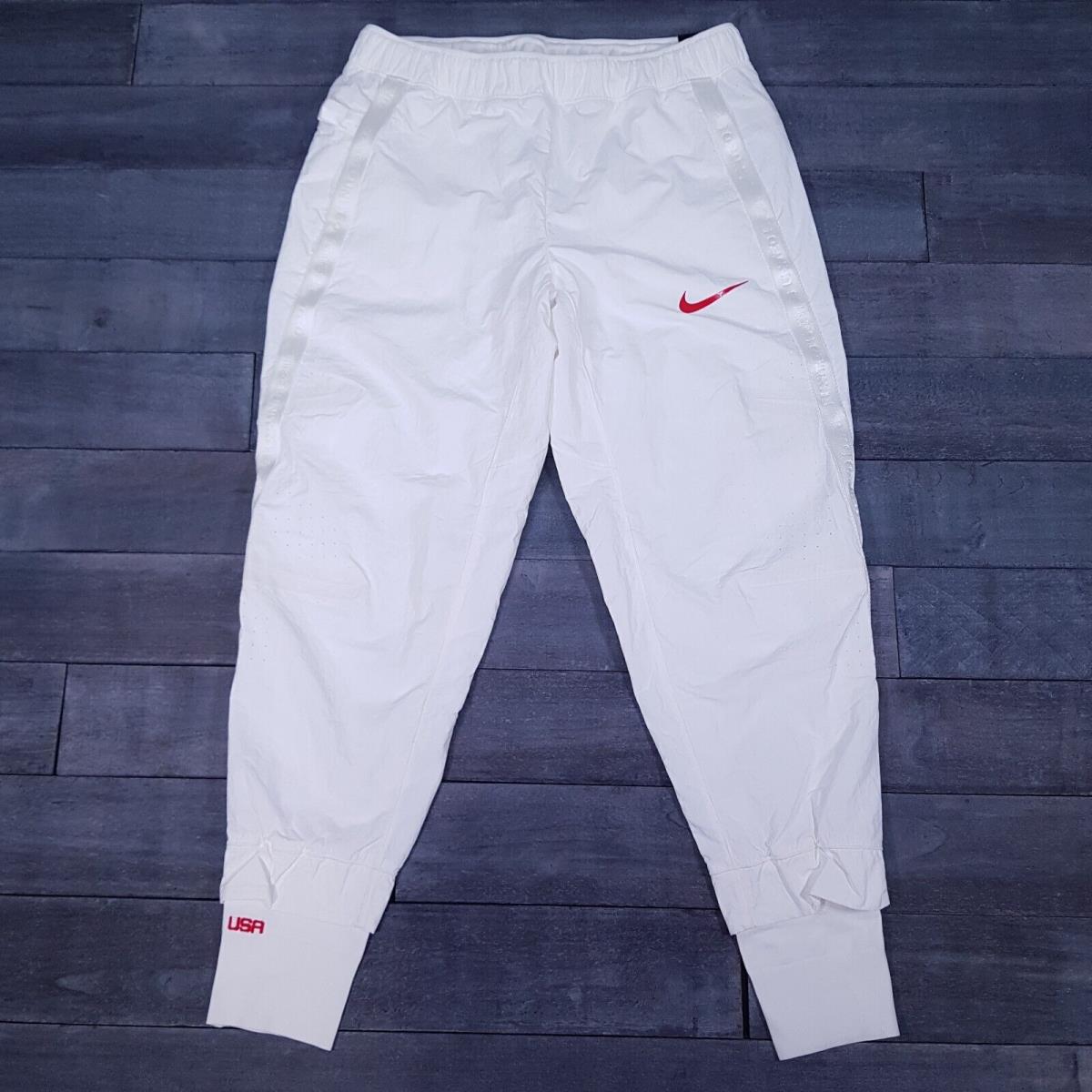 Nike Team Usa Olympics Medal Stand Woven Jogger Pants Mens Size Small White Red