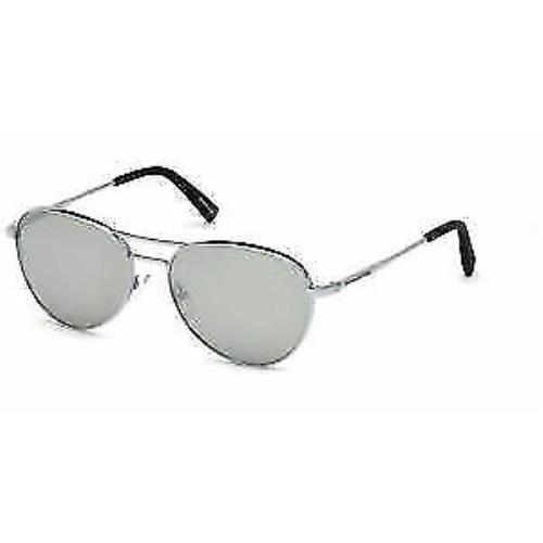 Ermenegildo Zegna Sunglasses EZ 0098 18C Shiny Rhodium / Mirror Smoke 56 mm