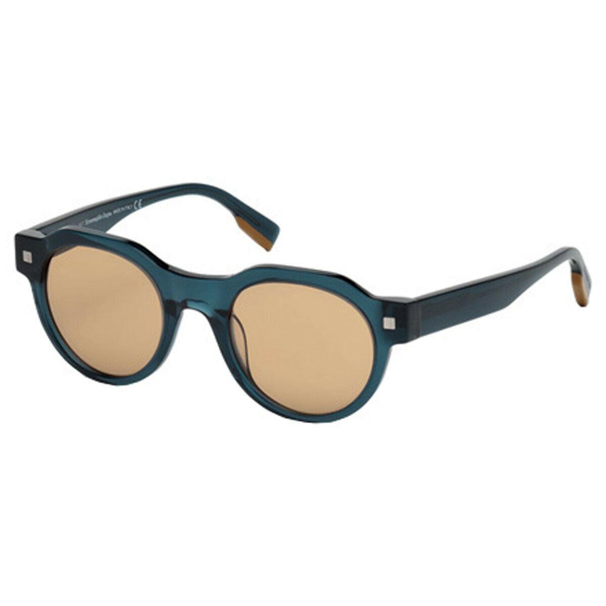 Ermenegildo Zegna Sunglasses ez0102 90e Shiny Blue / Brown 53mm
